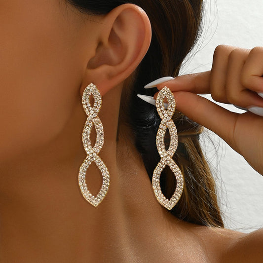 Elevate Your Style  Stunning  Crystal Encrusted Drop Earrings