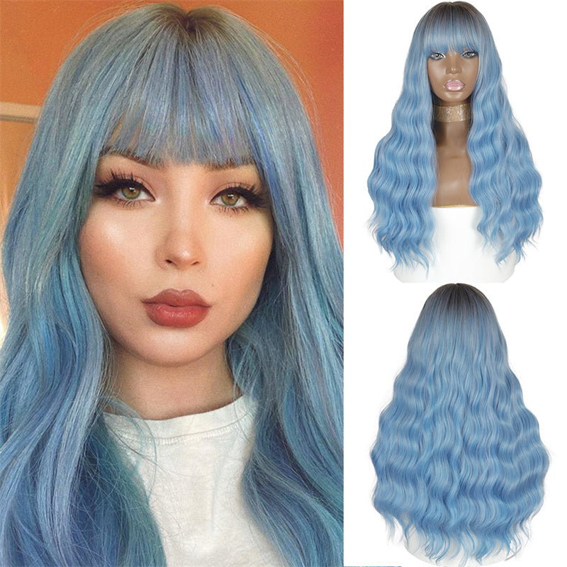 Women's Qi Liu Hai Long Big Wave Chemical Fiber Wig Head Cover