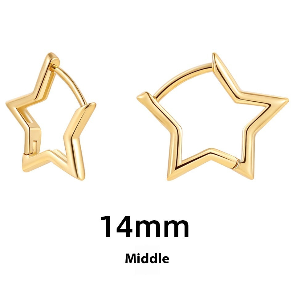 Women's Simple Hollow Five-pointed Star Heart Earrings